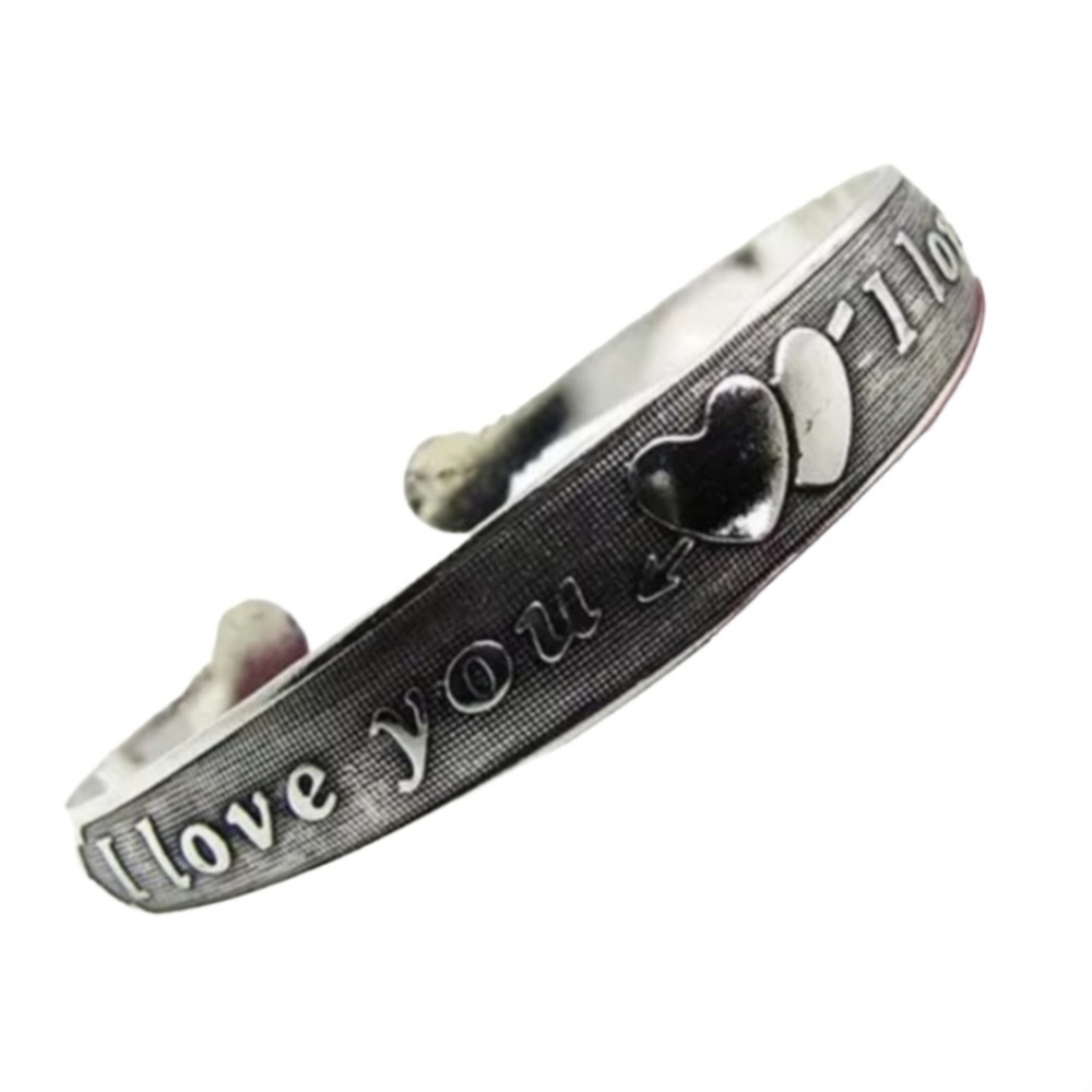 I LOVE YOU Faux Tibetan Silver Bangle Adjustable Cuff Bracelet Gift